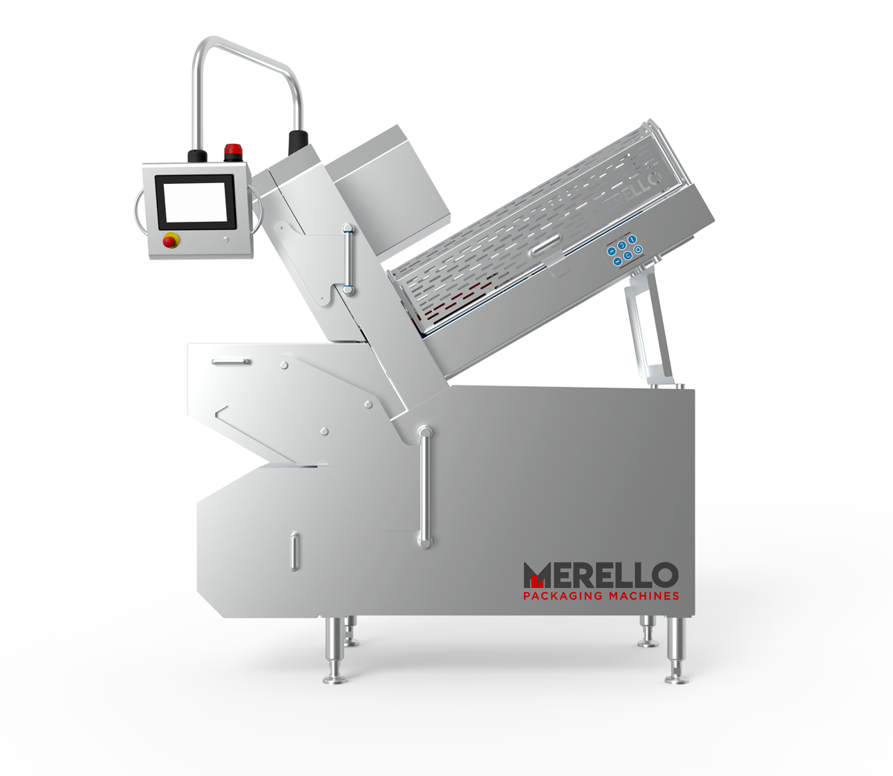 Maquinaria Merello para envasado industrial, ofrecida por Servicios Genius como concesionario oficial.